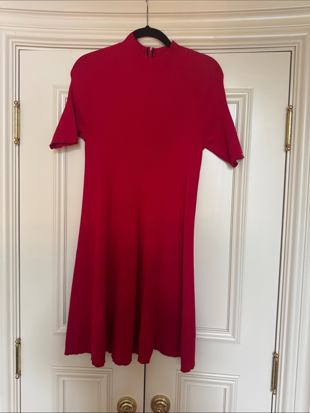 Women’s Short Sleeve Red Knit Dress